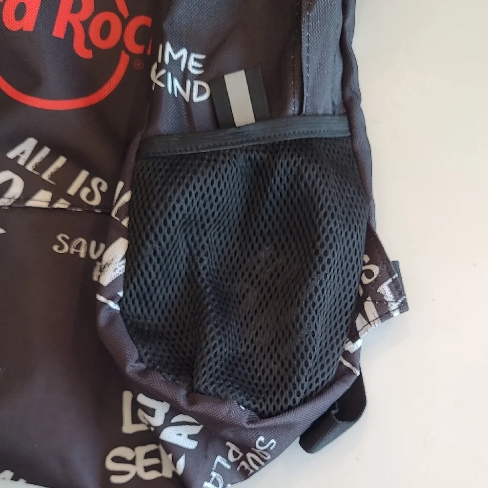 Hard Rock Graphic Backpack Logo Brand Hand Bag Adjustable Straps Bookbag Retro